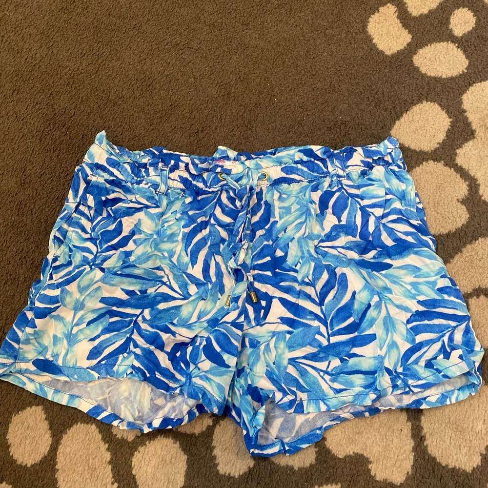 New Blue Leaf-Print Women’s Shorts